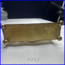 Vintage Metal Apollo Holder Caddy with 3 Glass Perfume Bottles Glass Dip Sticks