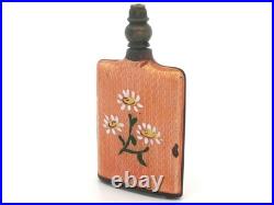 Vintage Metal Dual Side Orange Floral Enamel Work Perfume Scent Bottle