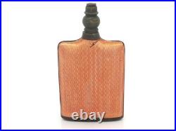 Vintage Metal Dual Side Orange Floral Enamel Work Perfume Scent Bottle