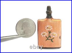 Vintage Metal Dual Side Orange Floral Enamel Work Perfume Scent Bottle
