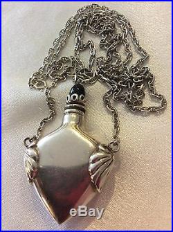 Vintage Mexican Sterling Silver Perfume Bottle Vessel Pendant/Necklace, Signed
