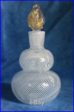 Vintage Mid Century MURANO Glass 2 Perfume Bottle Powder Jar Vanity Italy Label
