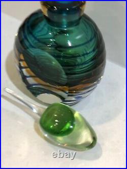 Vintage Mid Century Murano Sommerso Art Glass Perfume Bottle with Stopper In VGC