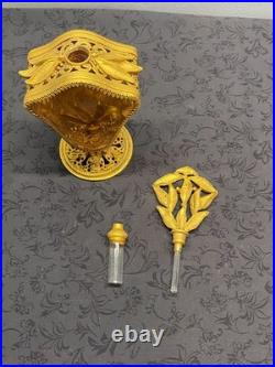 Vintage Mid Century Ormolu Perfume Bottle with Amber Glass