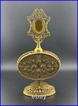 Vintage Mid-century Filigree Perfume Bottle -jeweled Stopper-ornate