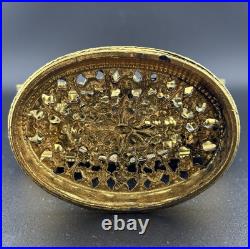 Vintage Mid-century Filigree Perfume Bottle -jeweled Stopper-ornate