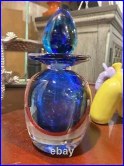 Vintage Mid-century Heavy Glass Perfume Bottle With Stopper