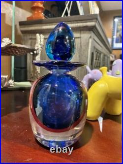 Vintage Mid-century Heavy Glass Perfume Bottle With Stopper