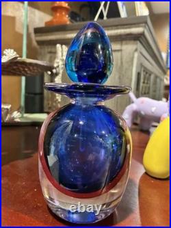 Vintage Mid-century Heavy Glass Perfume Bottle With Stopper