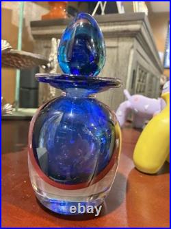 Vintage Mid-century Heavy Glass Perfume Bottle With Stopper