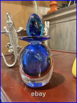 Vintage Mid-century Heavy Glass Perfume Bottle With Stopper
