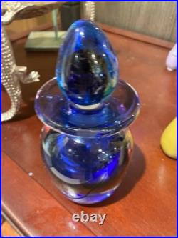 Vintage Mid-century Heavy Glass Perfume Bottle With Stopper