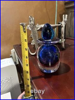 Vintage Mid-century Heavy Glass Perfume Bottle With Stopper
