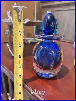 Vintage Mid-century Heavy Glass Perfume Bottle With Stopper