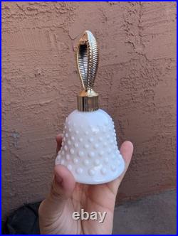 Vintage Milk Glass Hobnail Bell Perfume Bottle Decanter Avon Collectible 1973