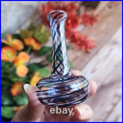 Vintage Milton Townsend Signed Art Glass Blue Swirl Perfume Bottle No Stopper