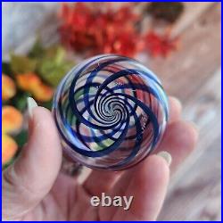 Vintage Milton Townsend Signed Art Glass Blue Swirl Perfume Bottle No Stopper