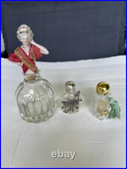 Vintage Miniature Perfume Bottles Marie Antoinette and Flowers Bouquet set of 3