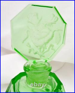 Vintage Morlee Czech Cut Crystal Green One Uranium Perfume Bottles AS IS