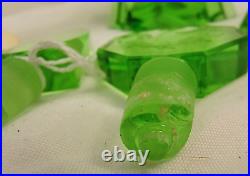 Vintage Morlee Czech Cut Crystal Green One Uranium Perfume Bottles AS IS