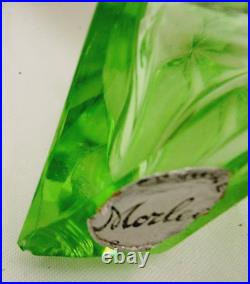 Vintage Morlee Czech Cut Crystal Green One Uranium Perfume Bottles AS IS