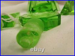 Vintage Morlee Czech Cut Crystal Green One Uranium Perfume Bottles AS IS