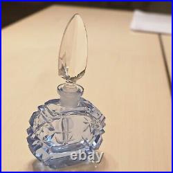 Vintage Morlee Czech Perfume Bottle Blue Cut Glass Crystal Diamond Stopper'20s