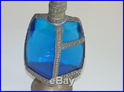 Vintage Morocco Moroccan Blue Cobalt Glass Rose Water Perfume Bottle Home Decor