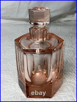 Vintage Moser Cut Crystal Rosalin Stoppered Perfume Bottle