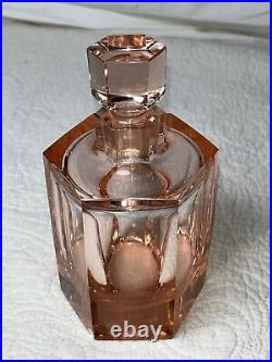 Vintage Moser Cut Crystal Rosalin Stoppered Perfume Bottle