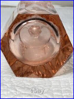 Vintage Moser Cut Crystal Rosalin Stoppered Perfume Bottle