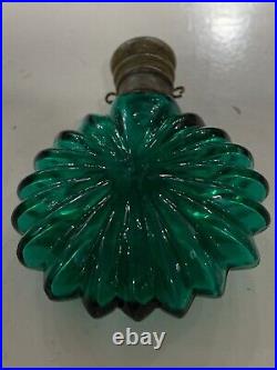 Vintage Mould Green Glass Perfume bottle Rare Antique Star Shaped