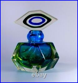 Vintage Murano 1980s Flavio Poli Rich Greenglass Perfume Bottle Unique Art Piece