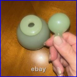 Vintage Murano Archimede Seguso Jade Green Glass Jadeite Perfume Bottle Set Of 2