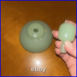 Vintage Murano Archimede Seguso Jade Green Glass Jadeite Perfume Bottle Set Of 2