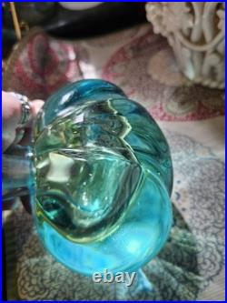 Vintage Murano Art Glass Perfume Bottle Teal Blue