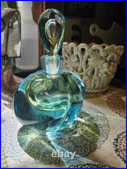 Vintage Murano Art Glass Perfume Bottle Teal Blue