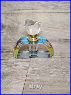 Vintage Murano Cristalleria D'arte Rainbow Optic Glass Perfume Bottle Italy