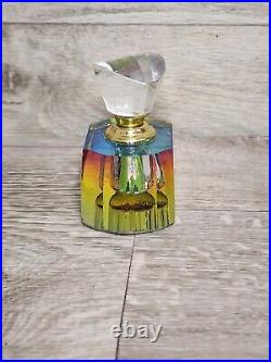 Vintage Murano Cristalleria D'arte Rainbow Optic Glass Perfume Bottle Italy