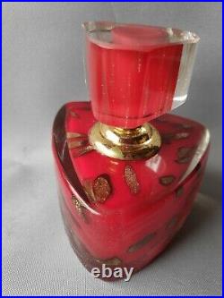 Vintage Murano Glass Perfume Bottle Red Cased Adventurine 1960s