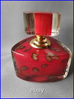 Vintage Murano Glass Perfume Bottle Red Cased Adventurine 1960s