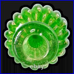 Vintage Murano Green Gold Leaf Glass Perfume Bottle (Attr Barovier & Toso)