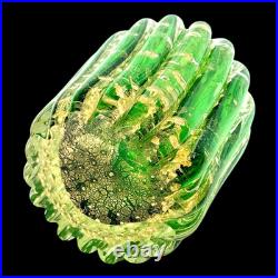 Vintage Murano Green Gold Leaf Glass Perfume Bottle (Attr Barovier & Toso)