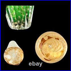 Vintage Murano Green Gold Leaf Glass Perfume Bottle (Attr Barovier & Toso)