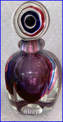 Vintage Murano Italian Art Glass Sommerso Bull's Eye Perfume Bottle
