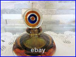 Vintage Murano Sommerso Style Amber & Blue Large Perfume Bottle w Stopper
