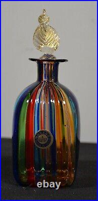 Vintage Murano Studio Rainbow Glass Perfume bottle Italy Sticker Stopper Vintage Murano Studio Rainbow Glass Perfume bottle Italy Sticker Stopper