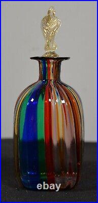 Vintage Murano Studio Rainbow Glass Perfume bottle Italy Sticker Stopper Vintage Murano Studio Rainbow Glass Perfume bottle Italy Sticker Stopper