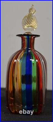 Vintage Murano Studio Rainbow Glass Perfume bottle Italy Sticker Stopper Vintage Murano Studio Rainbow Glass Perfume bottle Italy Sticker Stopper