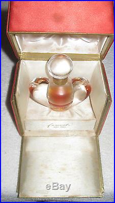 Vintage Nina Ricci Farouche Lalique Crystal Perfume Bottle/Box 1 OZ 1/3 Full